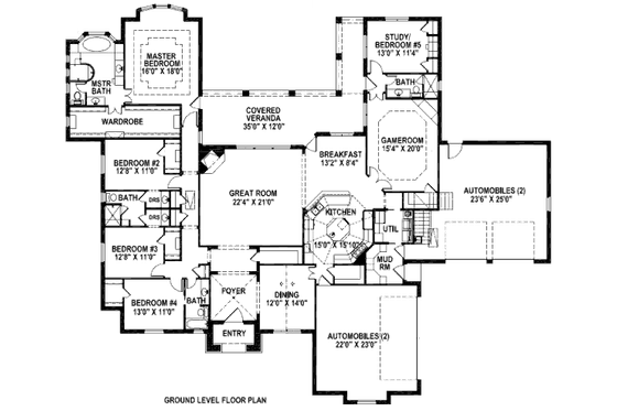 Floor Plan - Main Floor for European House Plan #141-282 - 5 bed, 4 bath