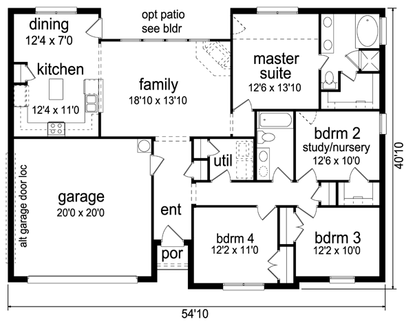 House Design - Ranch Floor Plan - Main Floor Plan #84-550