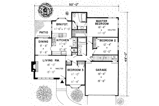 Floor Plan - Main Floor for Traditional House Plan #312-252 - 3 bed, 2 bath
