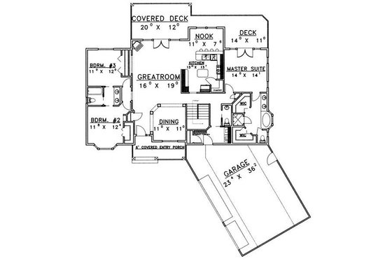 Floor Plan - Main Floor for Country House Plan #117-572 - 3 bed, 2.5 bath