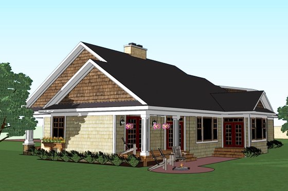 Exterior - Rear Elevation for Craftsman House Plan #51-513 - 3 bed, 2 bath