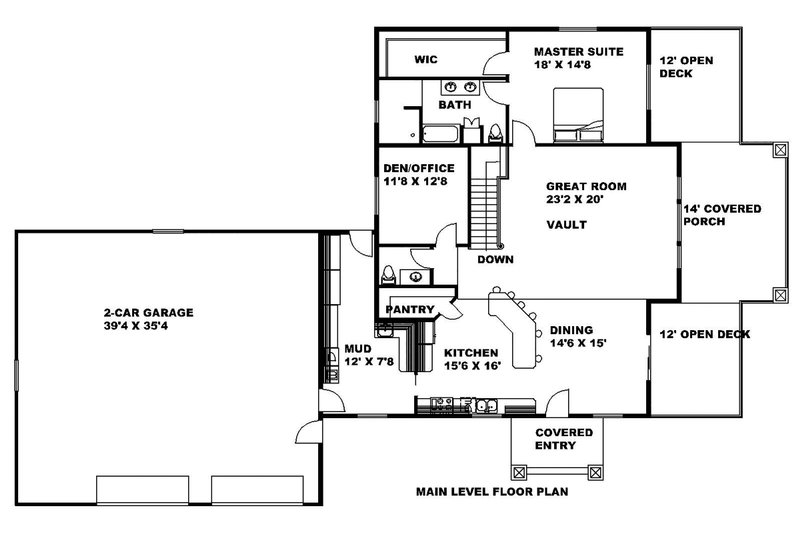 Dream House Plan - Floor Plan - Main Floor for Craftsman House Plan #117-883 - 3 bed, 2.5 bath