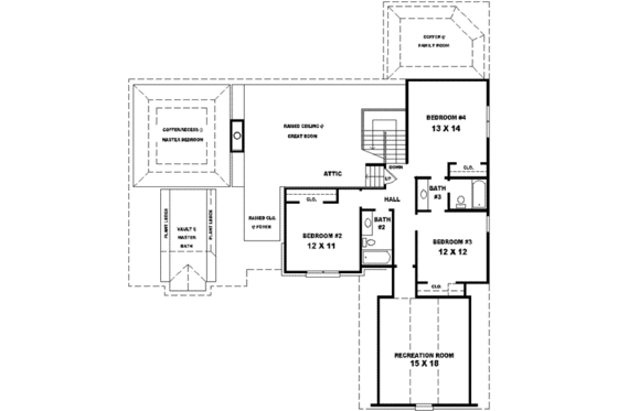 Floor Plan - Upper Floor for European House Plan #81-571 - 4 bed, 3.5 bath