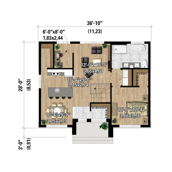 Architectural House Design - Contemporary Floor Plan - Main Floor Plan #25-5013