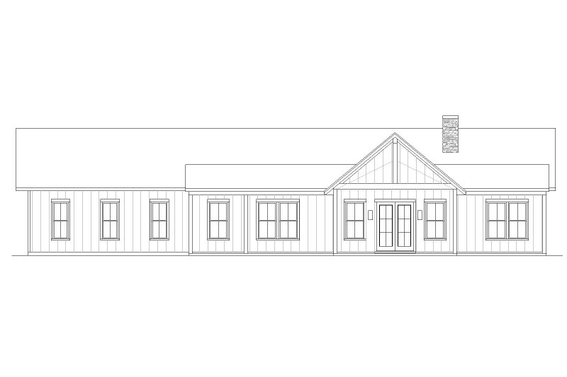 Architectural House Design - Exterior - Front Elevation 3 for Ranch House Plan #1105-19 - 4 bed, 2 bath