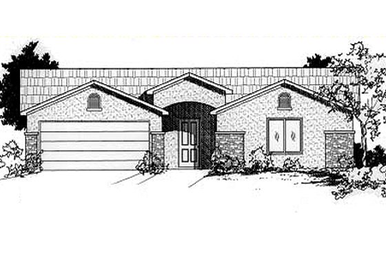 Exterior - Front Elevation for Adobe / Southwestern House Plan #24-211 - 4 bed, 2 bath