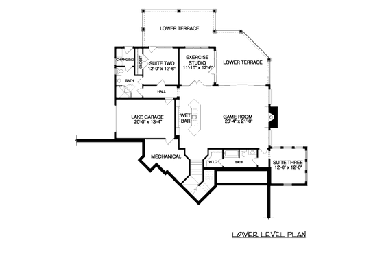 Floor Plan - Lower Floor for Craftsman House Plan #413-861 - 4 bed, 4.5 bath