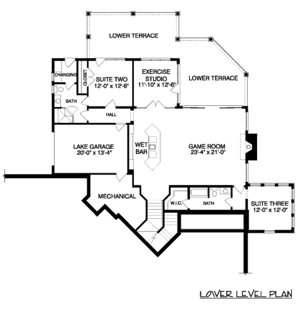 Craftsman Floor Plan - Lower Floor Plan #413-861