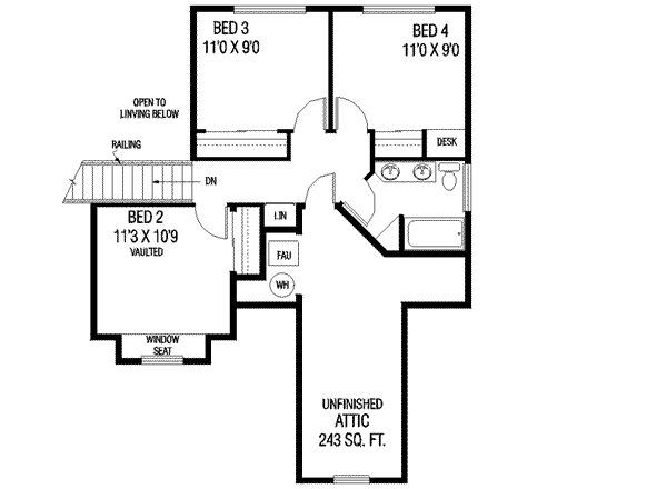 Traditional Floor Plan - Upper Floor Plan #60-424