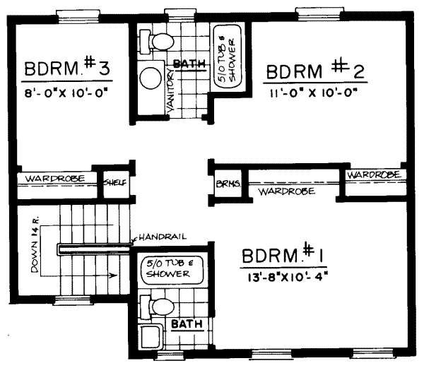 Colonial Floor Plan - Upper Floor Plan #303-287