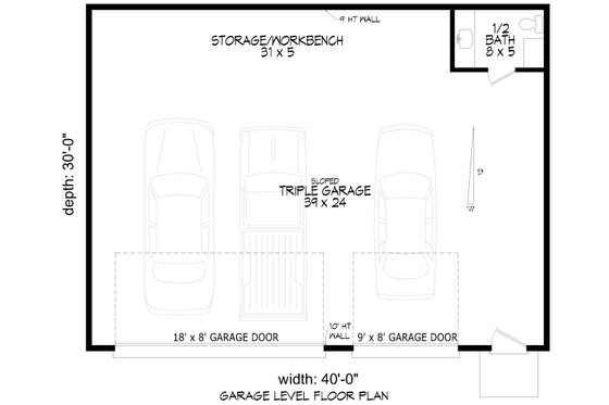 Floor Plan - Main Floor for Contemporary House Plan #932-1019, 0.5 bath