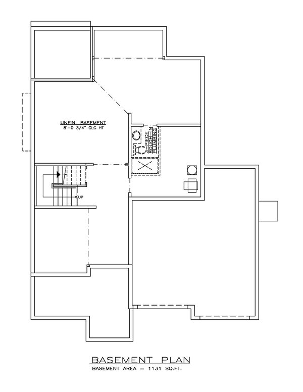 House Blueprint - Floor Plan - Lower Floor for Craftsman House Plan #1100-161 - 3 bed, 2.5 bath