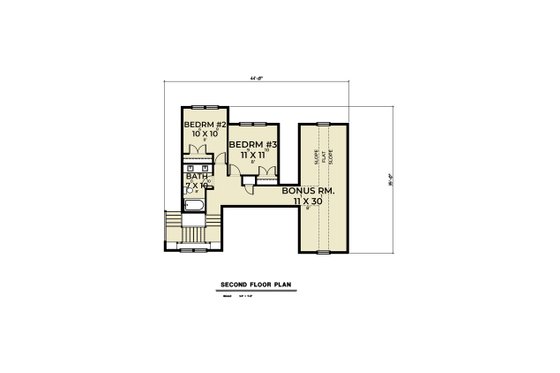 Floor Plan - Upper Floor for Farmhouse House Plan #1070-167 - 3 bed, 2.5 bath