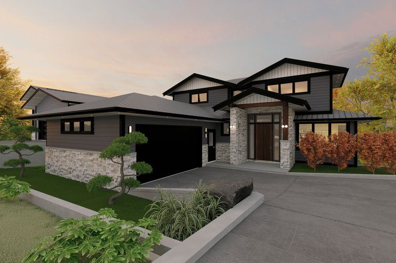 House Plan Design - Exterior - Front Elevation 3 for Modern House Plan #1101-9 - 4 bed, 3.5 bath