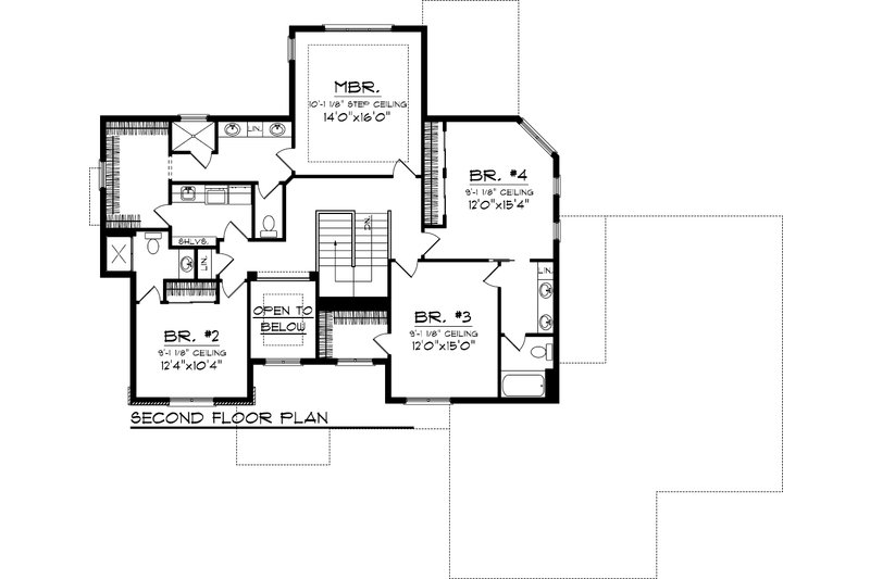 Home Plan - Floor Plan - Upper Floor for Craftsman House Plan #70-1062 - 4 bed, 3.5 bath