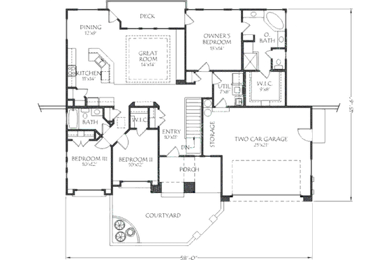 Floor Plan - Main Floor House Plan #24-261 - 5 bed, 3 bath