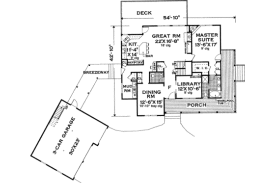 Floor Plan - Main Floor for Farmhouse House Plan #3-220 - 4 bed, 2.5 bath