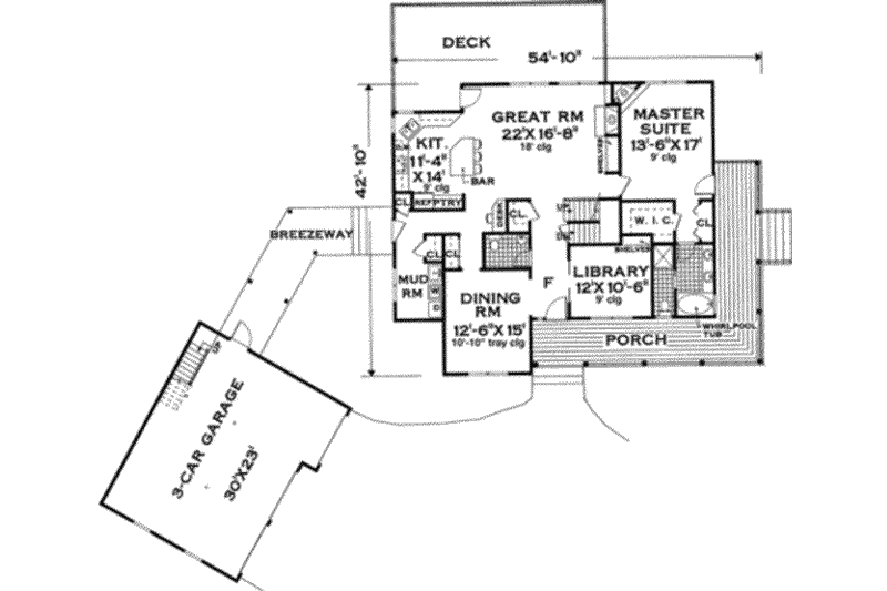 Dream House Plan - Floor Plan - Main Floor for Farmhouse House Plan #3-220 - 4 bed, 2.5 bath