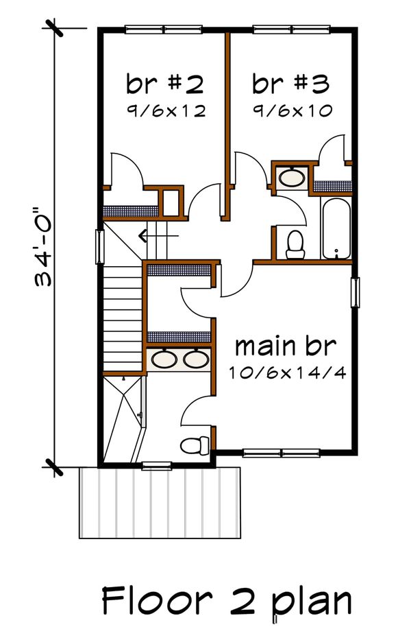 Modern Floor Plan - Upper Floor Plan #79-291