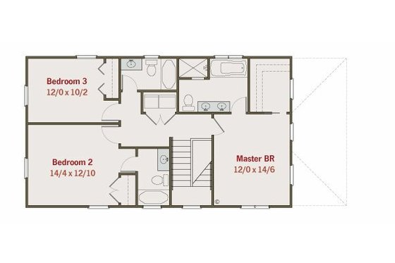 Floor Plan - Upper Floor for Craftsman House Plan #461-22 - 3 bed, 3.5 bath