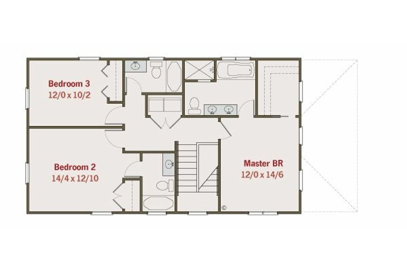 Dream House Plan - Floor Plan - Upper Floor for Craftsman House Plan #461-22 - 3 bed, 3.5 bath