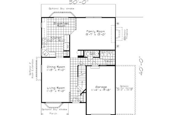 Floor Plan - Main Floor for Colonial House Plan #320-304 - 4 bed, 2.5 bath