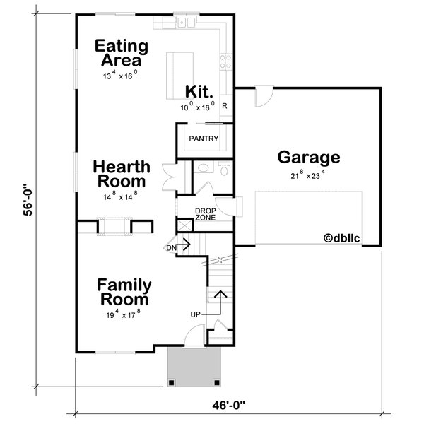 House Design - Floor Plan - Main Floor for Farmhouse House Plan #20-2642 - 3 bed, 2.5 bath
