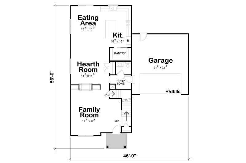 House Design - Floor Plan - Main Floor for Farmhouse House Plan #20-2642 - 3 bed, 2.5 bath