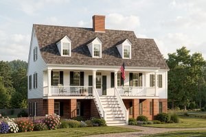 Exterior - Front Elevation 3 for Colonial House Plan #137-373 - 3 bed, 2.5 bath