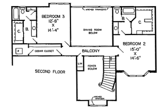 Floor Plan - Upper Floor for European House Plan #312-212 - 3 bed, 3.5 bath