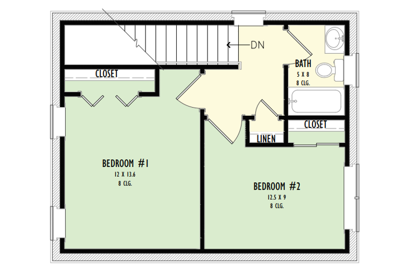 Architectural House Design - Floor Plan - Upper Floor for Barndominium House Plan #1092-21 - 2 bed, 1.5 bath