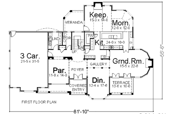 Floor Plan - Main Floor for European House Plan #119-240 - 4 bed, 3.5 bath