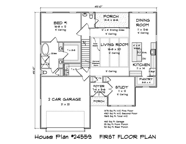 Farmhouse Floor Plan - Main Floor Plan #513-2352