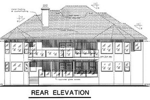 Exterior - Rear Elevation for Mediterranean House Plan #18-173 - 4 bed, 3 bath