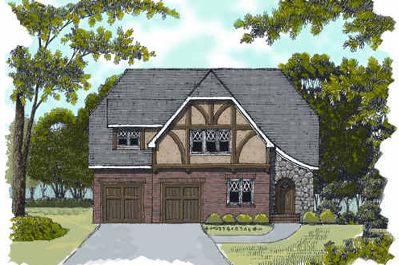 Dream House Plan - Tudor Exterior - Front Elevation Plan #413-135