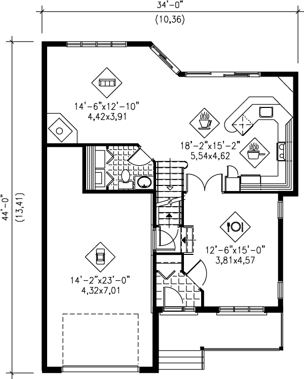 House Design - European Floor Plan - Main Floor Plan #25-233