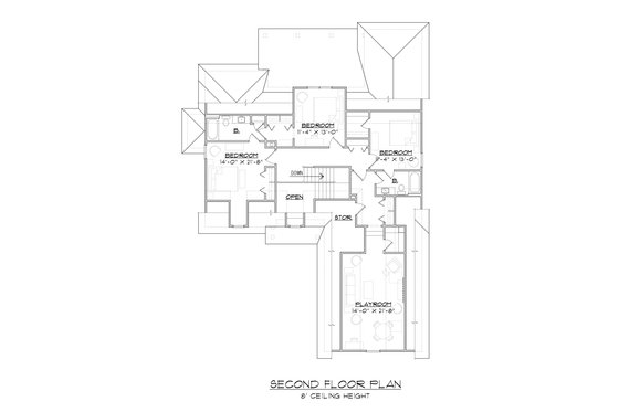 Floor Plan - Upper Floor for Traditional House Plan #1054-99 - 4 bed, 3 bath