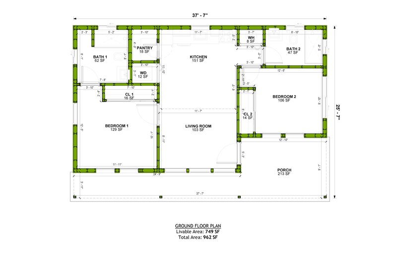 Dream House Plan - Floor Plan - Main Floor for Ranch House Plan #1106-137 - 2 bed, 2 bath