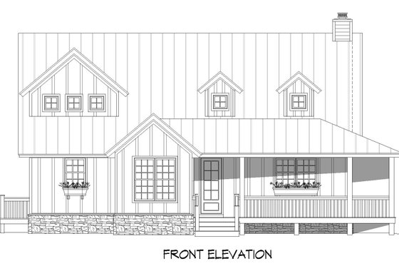 Exterior - Front Elevation 3 for Southern House Plan #932-882 - 3 bed, 2.5 bath