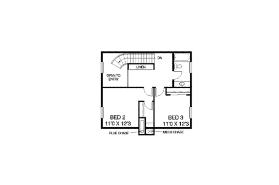Floor Plan - Upper Floor for Traditional House Plan #60-554 - 3 bed, 2.5 bath