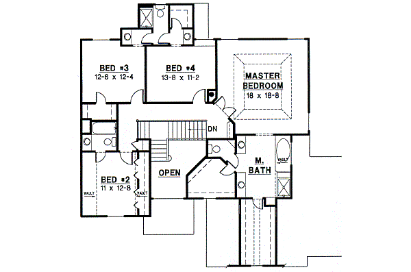 European Floor Plan - Upper Floor Plan #67-554