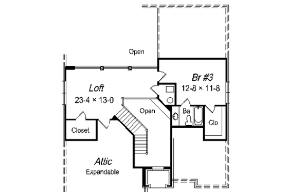 Floor Plan - Upper Floor for European House Plan #329-260 - 3 bed, 3 bath