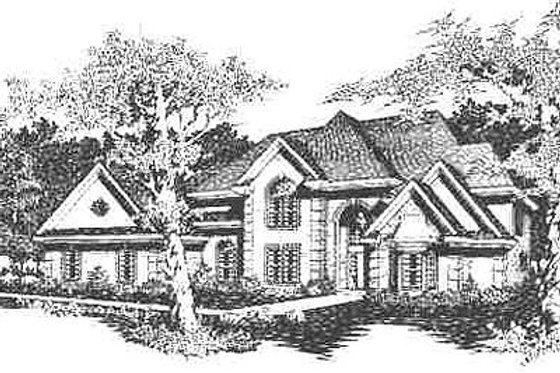 Exterior - Front Elevation for European House Plan #329-320 - 4 bed, 4.5 bath