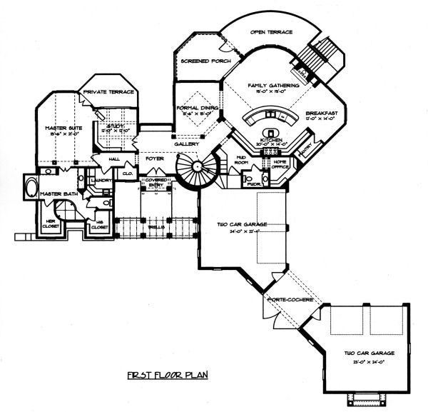 Dream House Plan - Mediterranean Floor Plan - Main Floor Plan #413-134