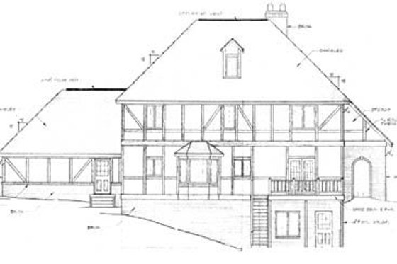 Exterior - Rear Elevation for European House Plan #10-253 - 4 bed, 2.5 bath