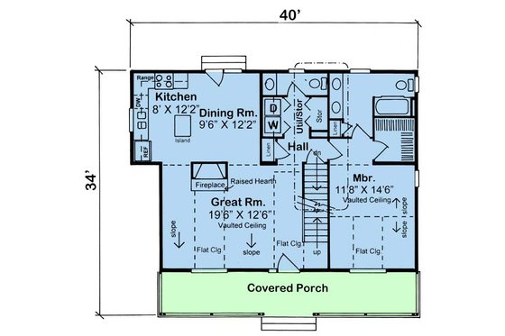 Floor Plan - Main Floor for Country House Plan #312-447 - 3 bed, 2.5 bath