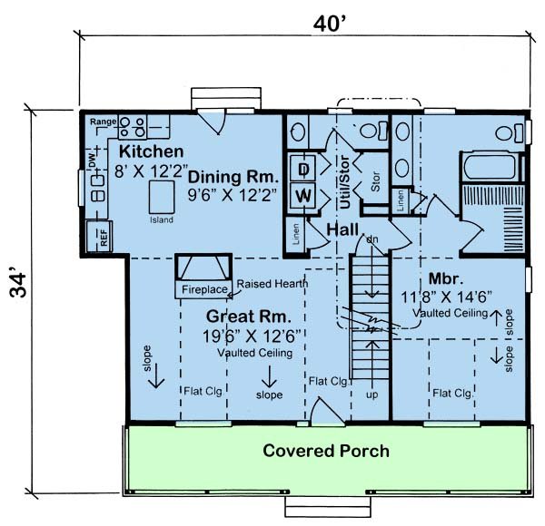 Floor Plan - Main Floor for Country House Plan #312-447 - 3 bed, 2.5 bath
