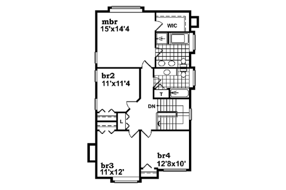 Floor Plan - Upper Floor for Victorian House Plan #47-352 - 4 bed, 2.5 bath
