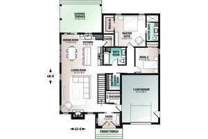 Floor Plan - Main Floor for Craftsman House Plan #23-2733 - 2 bed, 2 bath