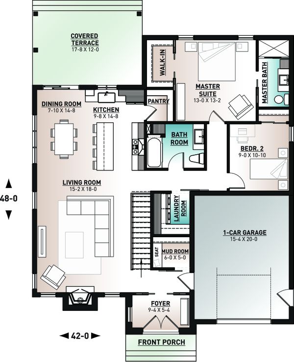 Architectural House Design - Craftsman Floor Plan - Main Floor Plan #23-2733